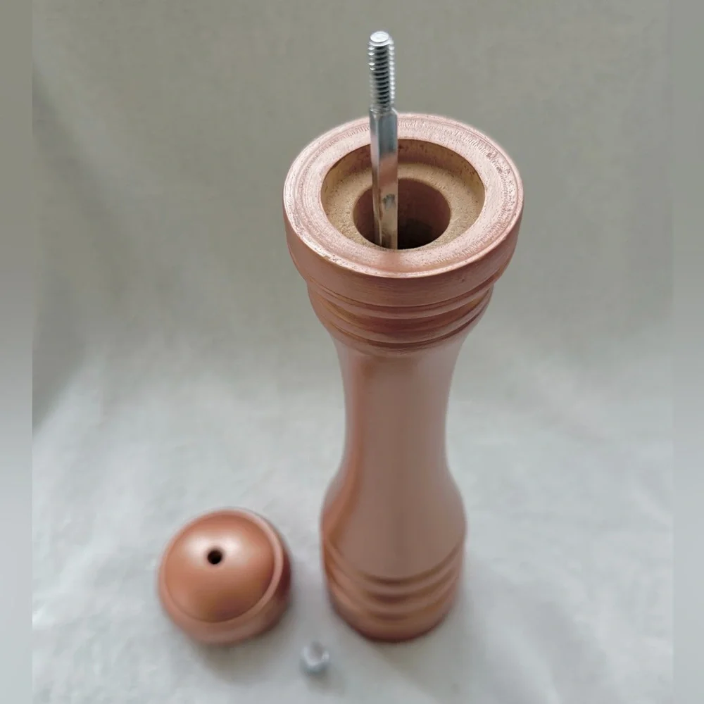 Large Upcycled Solid Wood Salt/ Pepper Grinder/Mill Rose Gold Tall Hans Painted